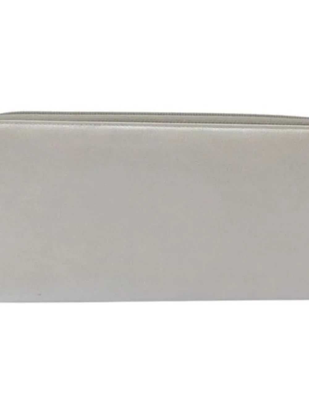 CHANEL Camelia Long Wallet Leather Silver CC Auth am7960